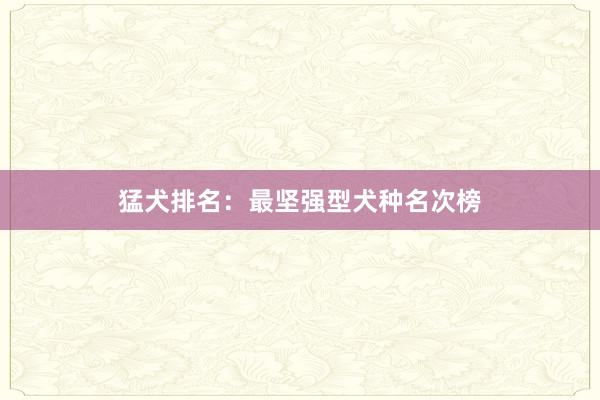 猛犬排名：最坚强型犬种名次榜
